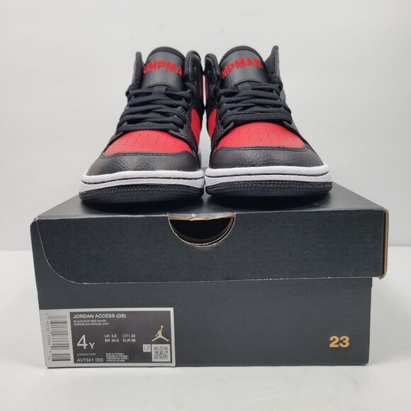 Nike Air Jordan Access Youth Black & Red Mid-Top Sneakers AV7941-006 US Size 4Y - Picture 2 of 10